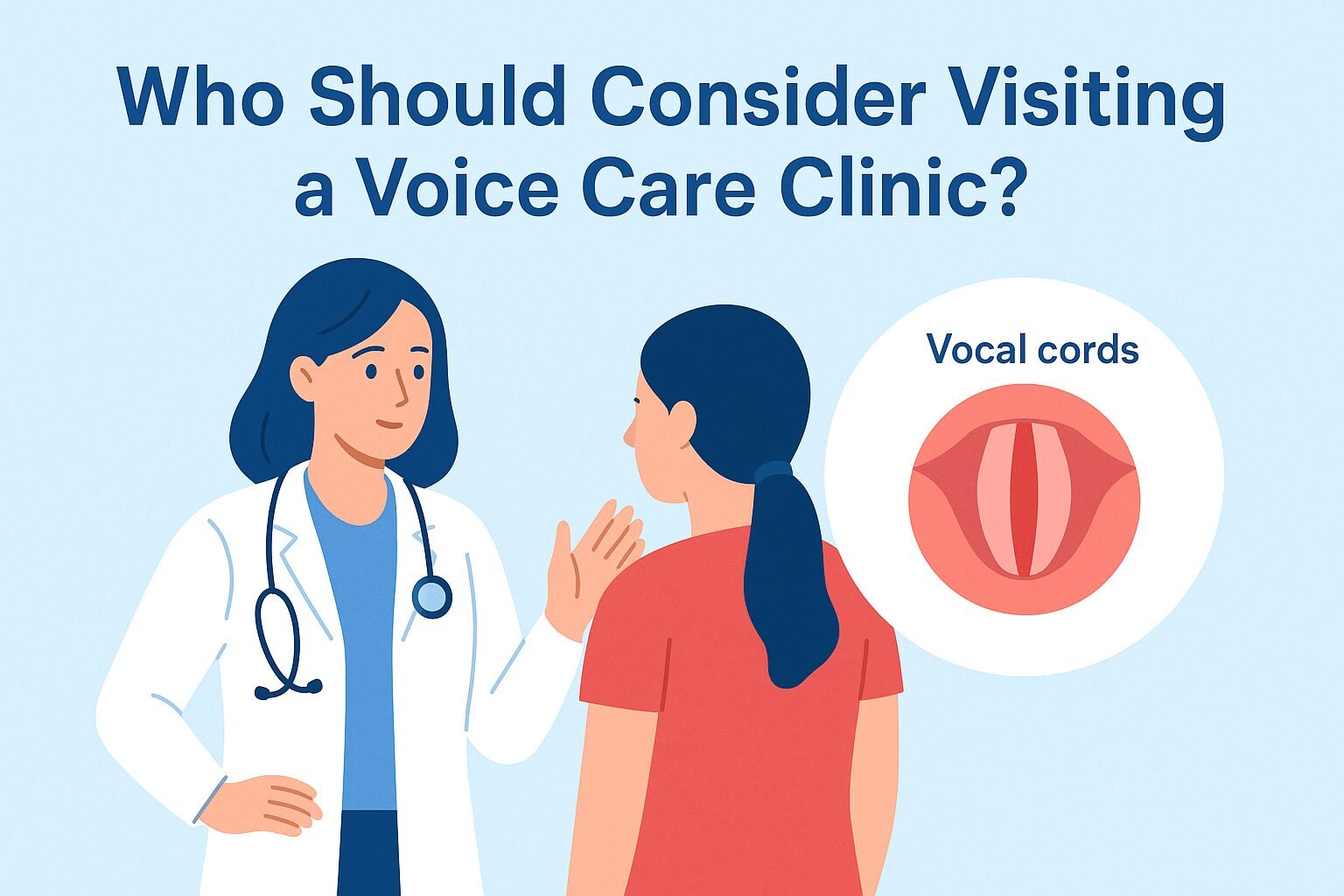 Person speaking with a speech therapist in a voice care clinic.
